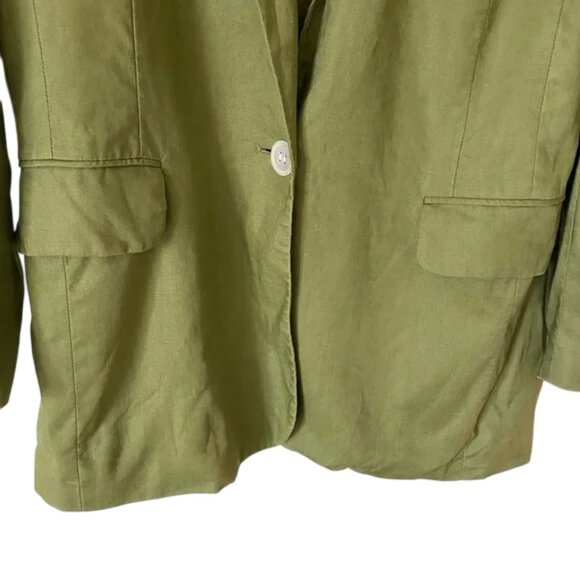 JH Collectibles green linen relaxed fit button closure blazer size US 10 - Picture 6 of 13